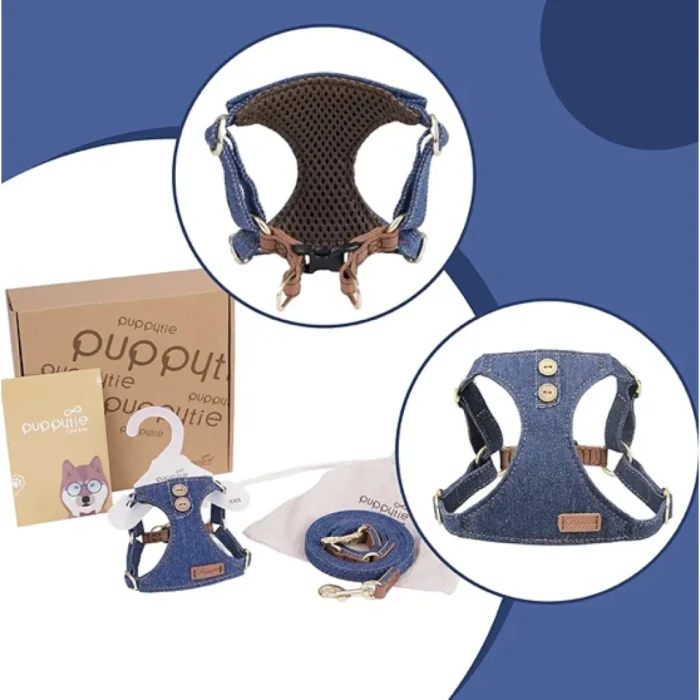 Set de Arnés y Correa Puppytie - Colección Denim Premium - Imagen 2