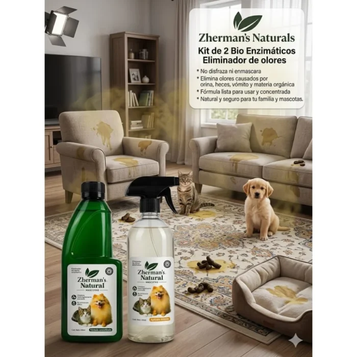 ZHERMANS NATURALS 2 PZ BIO ENZIMATICOS ELIMINADOR DE OLORES DE 400 ML C/U - Imagen 2