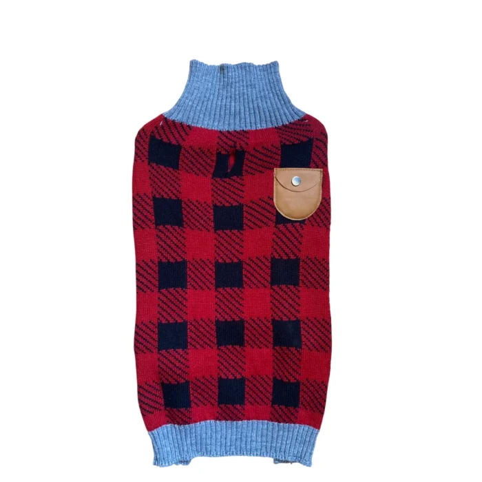 Suéter para Perro Pet Posse Premium de Punto Cuadros Rojo y Negro Talla L - Imagen 2