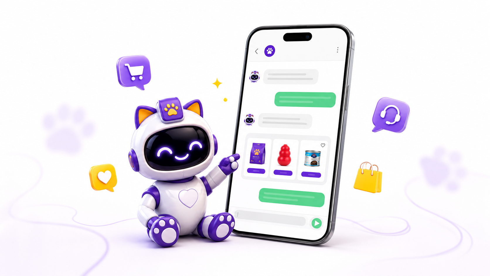 PetiA atendiendo consultas de una tienda por WhatsApp y recomendando productos