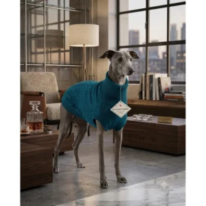Suéter para Perro St. John’s Bark Tejido Premium Talla L | Colores Rojo y Azul Petróleo