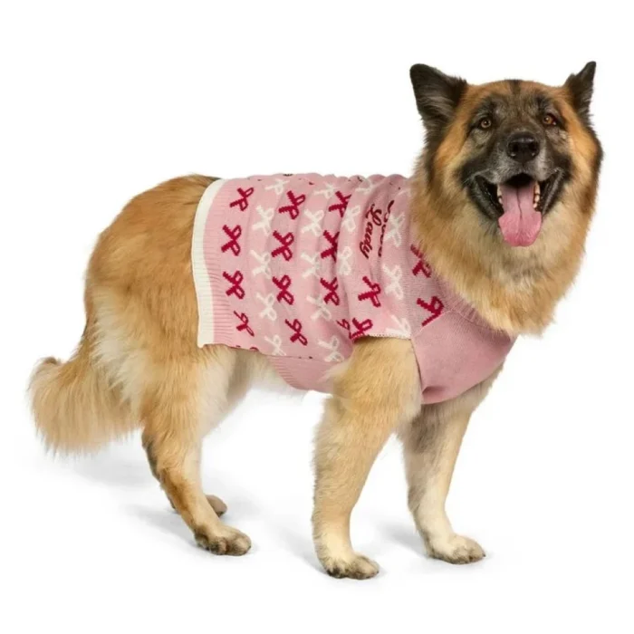 Suéter Tejido Premium para Perro con Diseño de Moños Rosa - Talla XL - Imagen 2