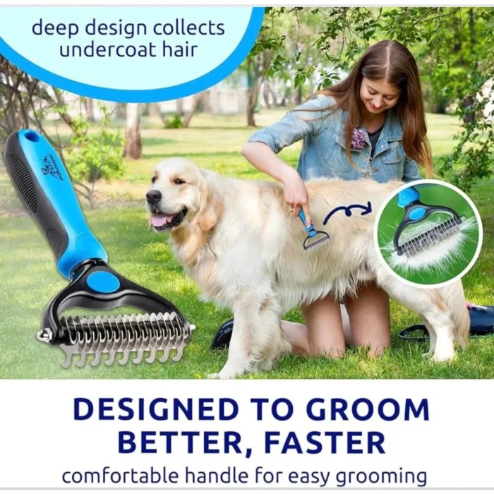 Deslanador Profesional Dual Pat Your Pet (Rosa) + Llavero de Huellita de Regalo - Imagen 3